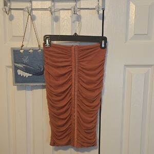 Fashion Nova Ruched Pencil Skirt in Terracotta